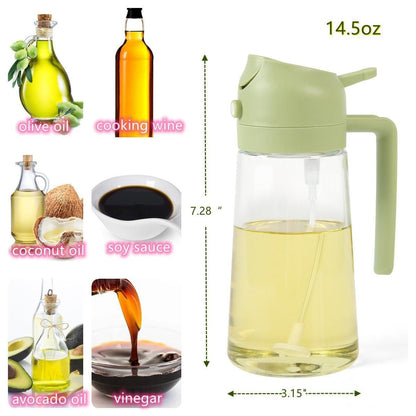 2-in-1 Oil Sprayer & Dispenser Bottle | Kitchen Olive Oil Spray Bottle for Cooking, BBQ & Salad