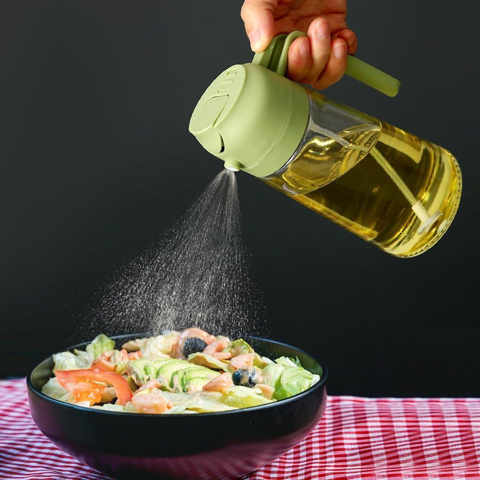 2-in-1 Oil Sprayer & Dispenser Bottle | Kitchen Olive Oil Spray Bottle for Cooking, BBQ & Salad