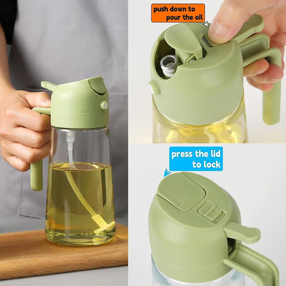 2-in-1 Oil Sprayer & Dispenser Bottle | Kitchen Olive Oil Spray Bottle for Cooking, BBQ & Salad