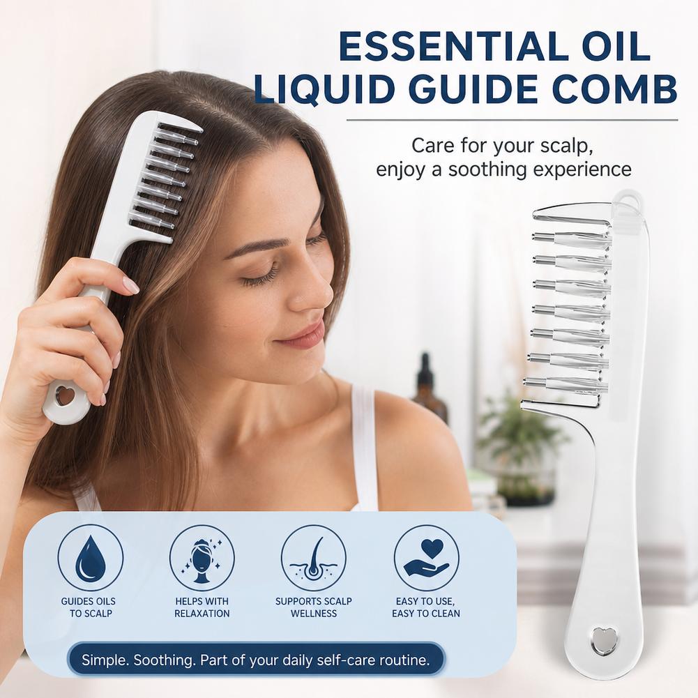 Essential Oil Liquid Guide Comb | Scalp Massage & Oil Applicator Comb