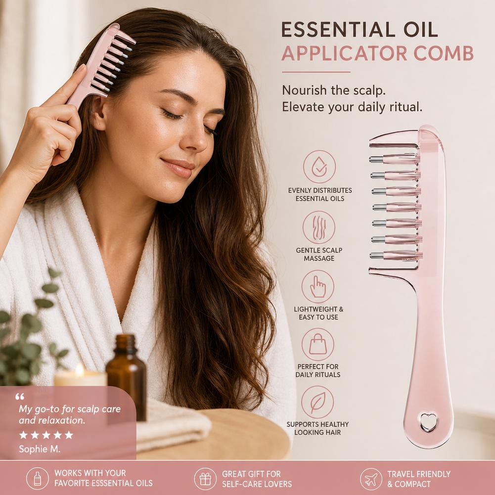 Essential Oil Liquid Guide Comb | Scalp Massage & Oil Applicator Comb