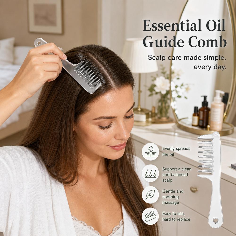 Essential Oil Liquid Guide Comb | Scalp Massage & Oil Applicator Comb