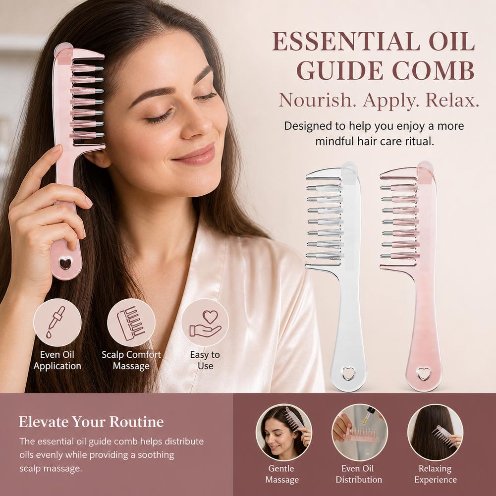 Essential Oil Liquid Guide Comb | Scalp Massage & Oil Applicator Comb
