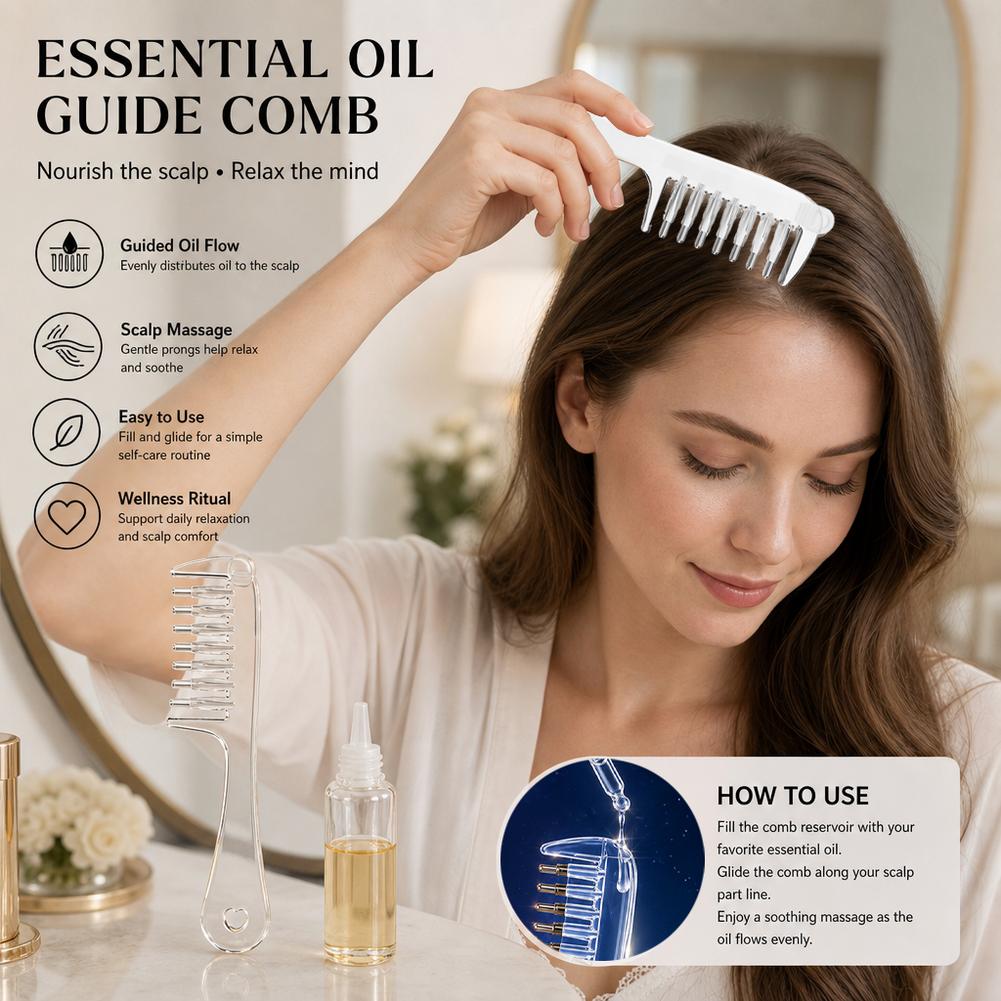 Essential Oil Liquid Guide Comb | Scalp Massage & Oil Applicator Comb