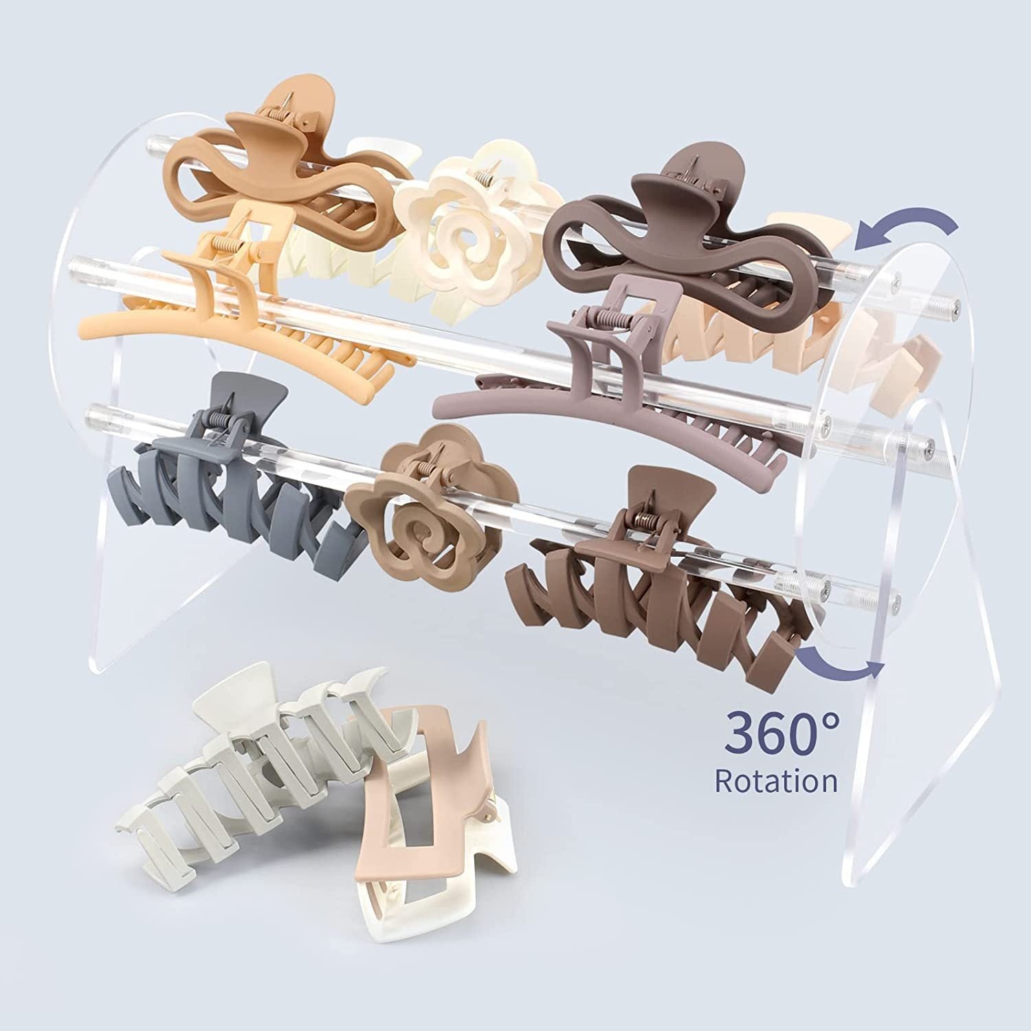 360° Rotating Acrylic Hair Claw Clip Organizer Stand | Transparent Hair Accessories Holder