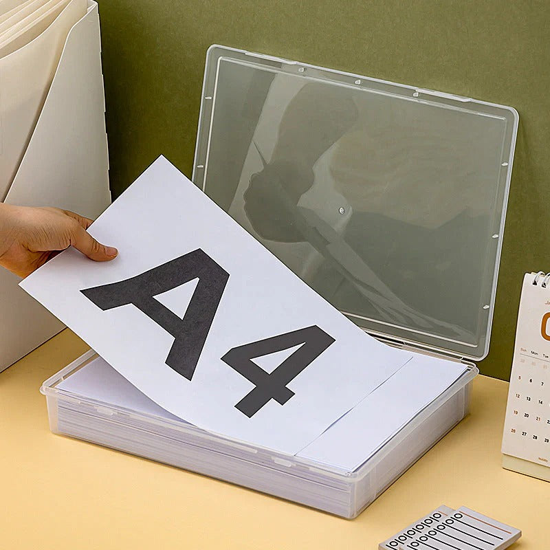 A4 Clear File Storage Box Premium Plastic Box for Storage Lockable Document Storage Box