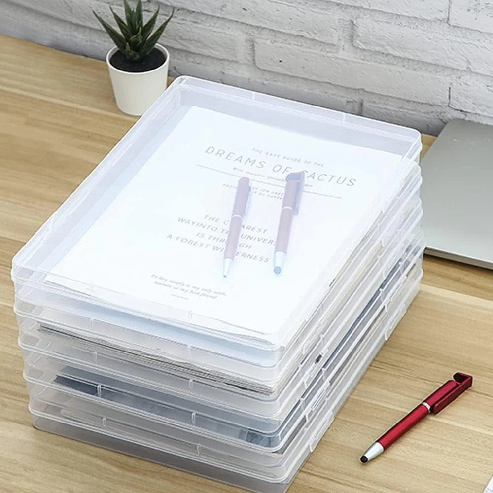 A4 Clear File Storage Box Premium Plastic Box for Storage Lockable Document Storage Box