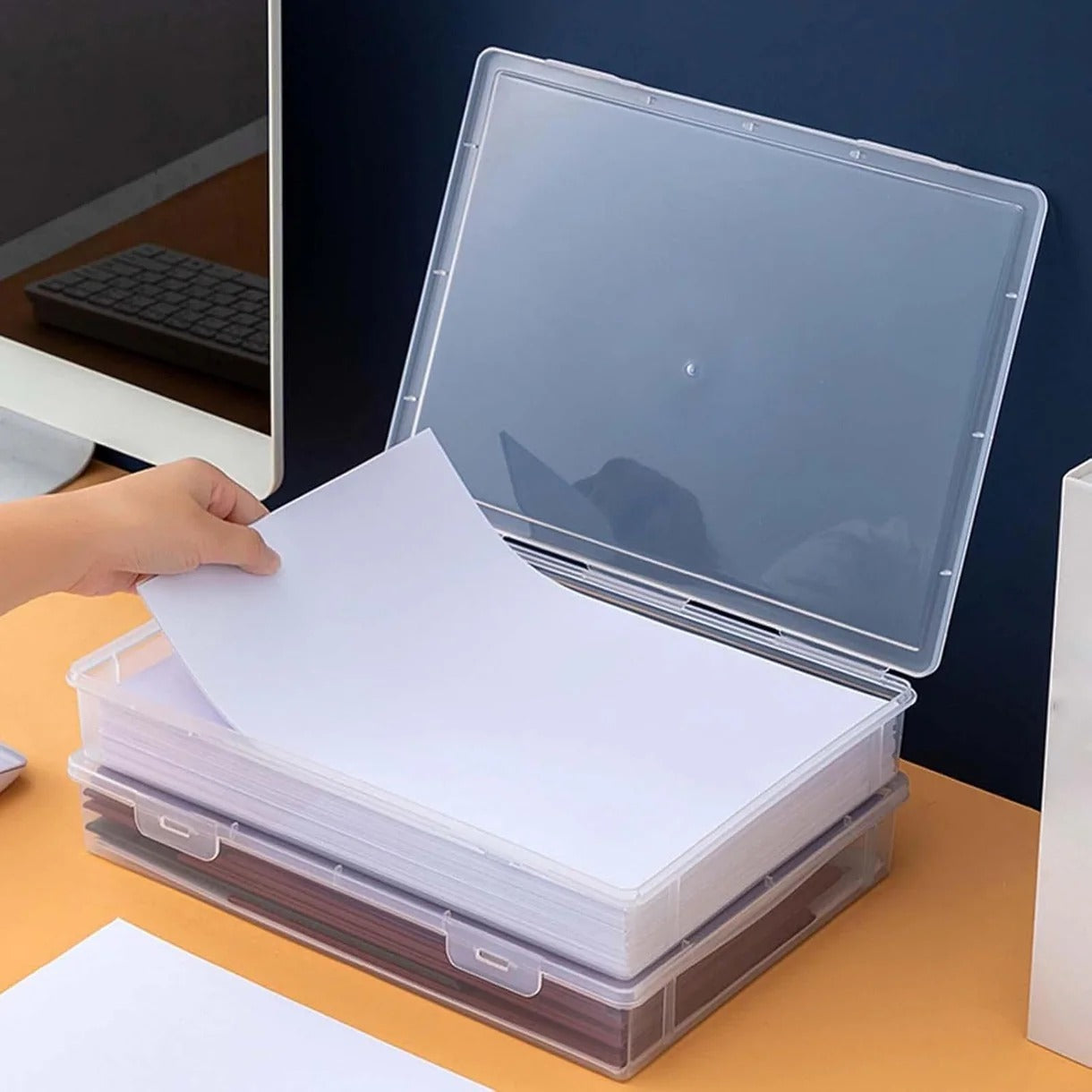 A4 Clear File Storage Box Premium Plastic Box for Storage Lockable Document Storage Box