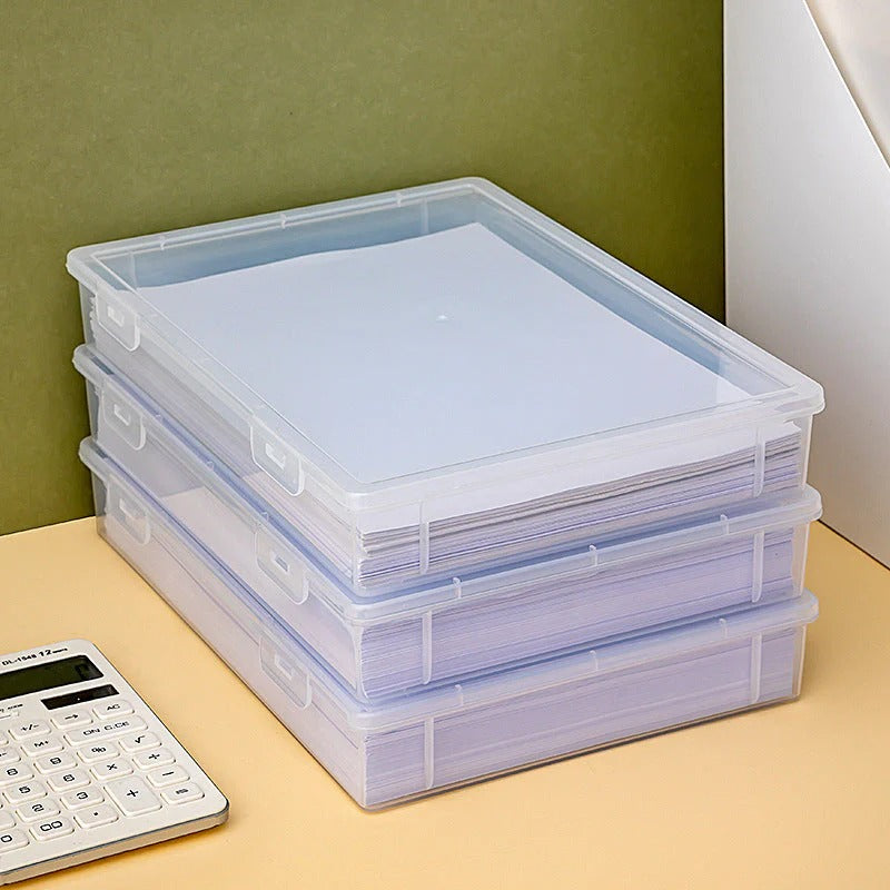 A4 Clear File Storage Box Premium Plastic Box for Storage Lockable Document Storage Box