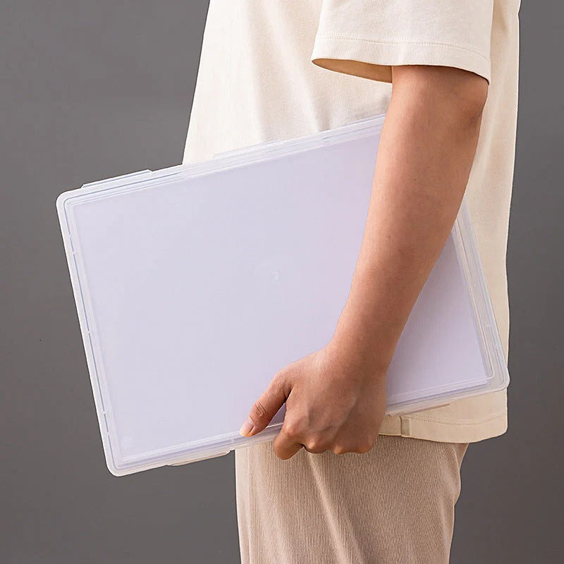 A4 Clear File Storage Box Premium Plastic Box for Storage Lockable Document Storage Box