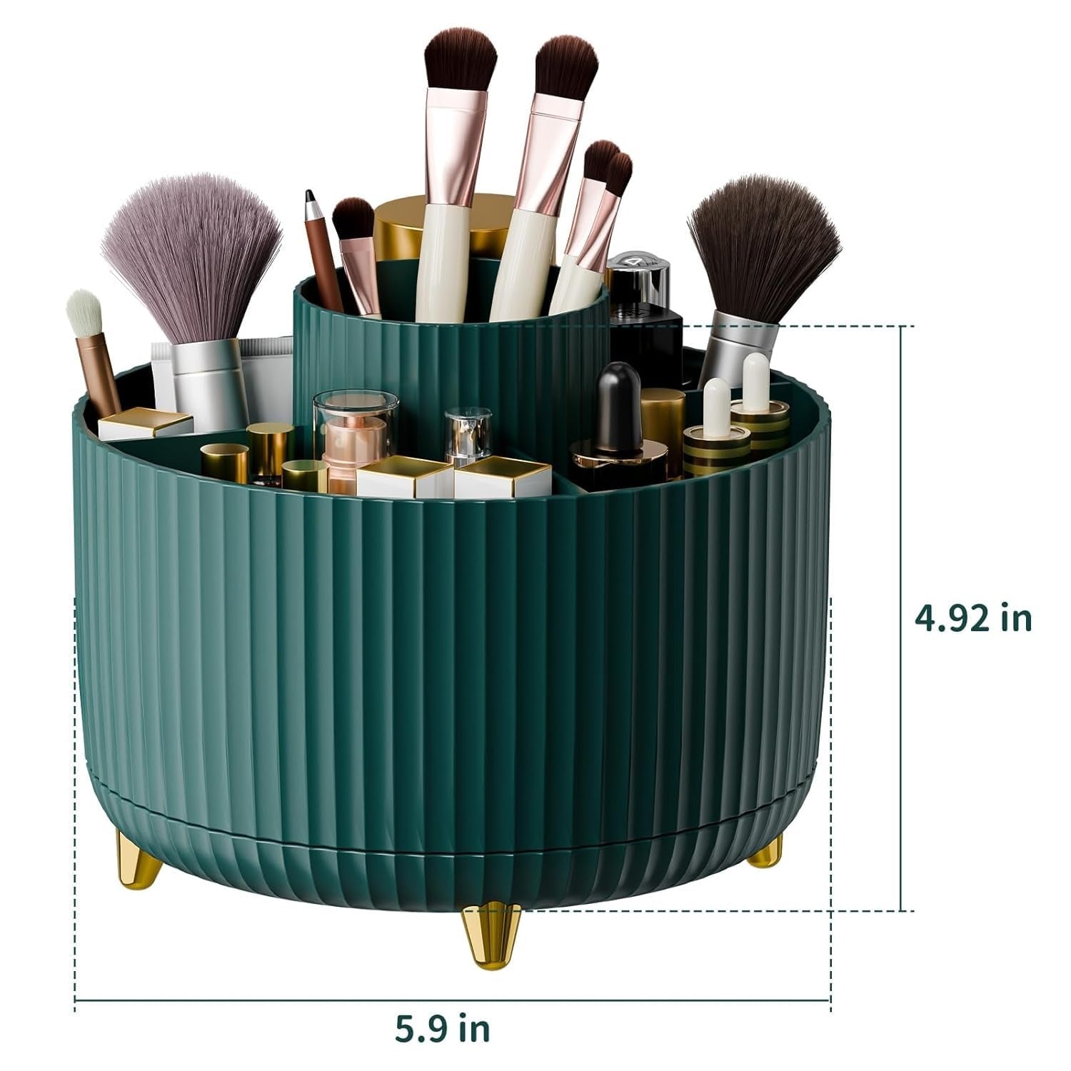 360° Rotating Green Makeup Brush Holder